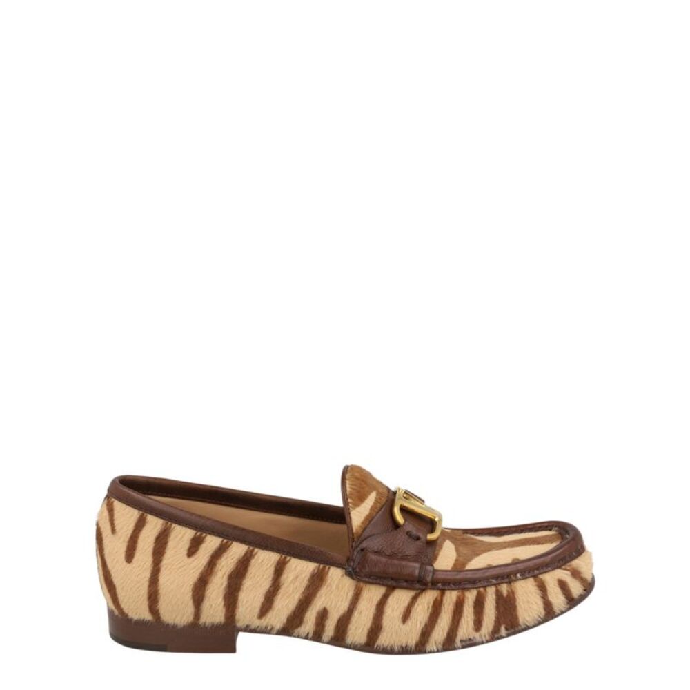 Valentino VLogo Signature Zebra-Print Loafers Two Tone Womens